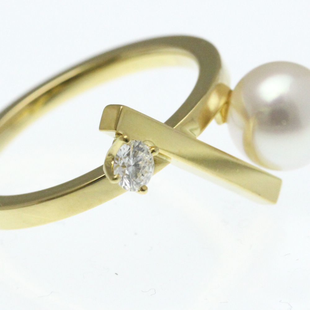 Tasaki Balance Cross Ring Yellow Gold (18K) Fashion Diamond,Pearl Band Ring Gold - Picture 4 of 10